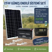 25W Güneş Enerji Sistemi Seti – Telefon Şarjlı Taşınabilir Solar Aydın 